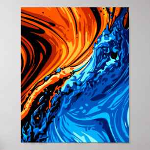 Eld och Vatten Abstrakt Fusion Poster