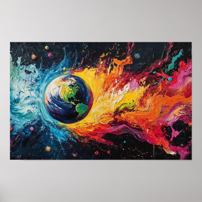 Eld och vatten omger jorden poster (Framsidan)