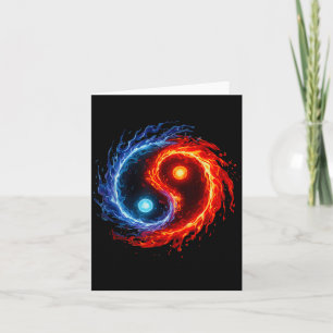 Eld Och Vatten Yin Yang Symbol Balans Tai Chi Ener Kort