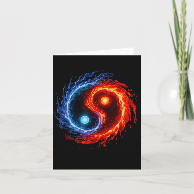 Eld Och Vatten Yin Yang Symbol Balans Tai Chi Ener Kort (Framsida)