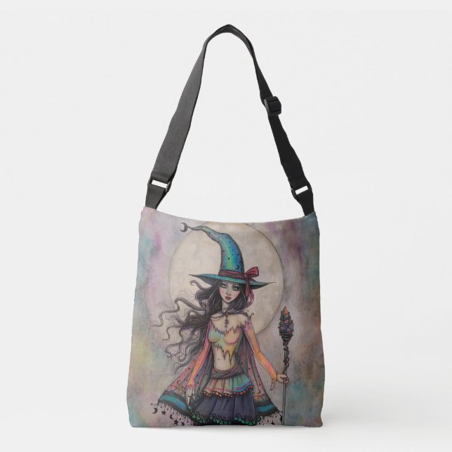 Eld Opal Häxa Fantasykonst Halloween Wicca Axelväska (Framsida)