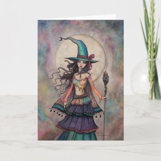 Eld Opal Häxa Halloween Fantasykonst Wicca Kort (Framsida)