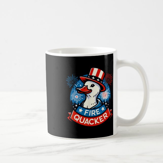 Eld Quacker Rolig Fjärde Juli Anka Patriotisk U Kaffemugg (Höger)