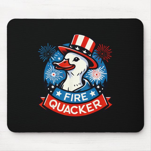 Eld Quacker Rolig Fjärde Juli Anka Patriotisk U Musmatta (Framsidan)