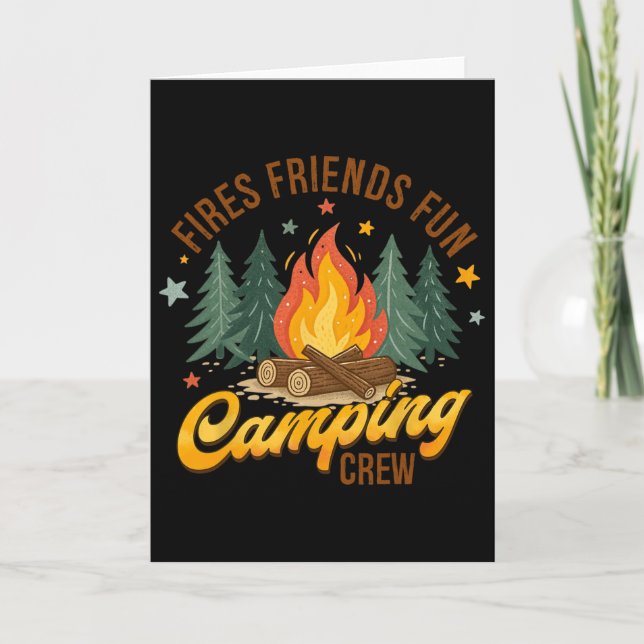 Eld Vänner Kul Camping Besättning Sommar Campare C Kort (Framsida)