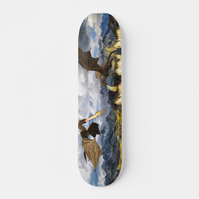 Eldandande Drakvyvern Fantasi Mini Skateboard Bräda 18,5 Cm (Framsida)