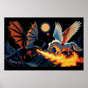 Eldande drake och Pegasus Poster