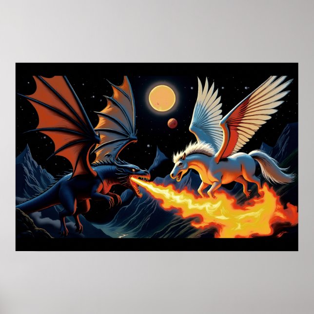 Eldande drake och Pegasus Poster (Framsidan)