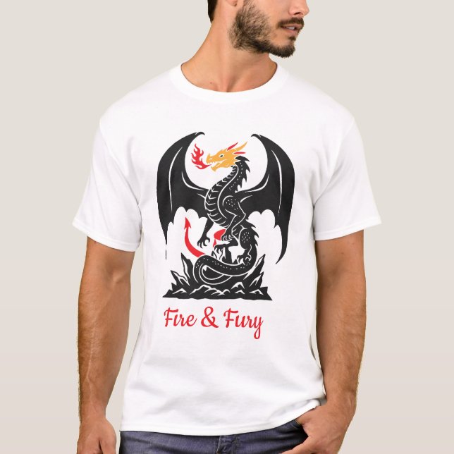 Eldande Drakfantasi Grafisk Anpassningsbar T Shirt (Framsida)