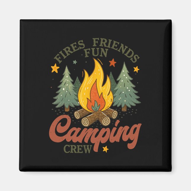 Eldar Vänner Kul Campingbesättning Lägereld Utomhu Magnet (Framsidan)