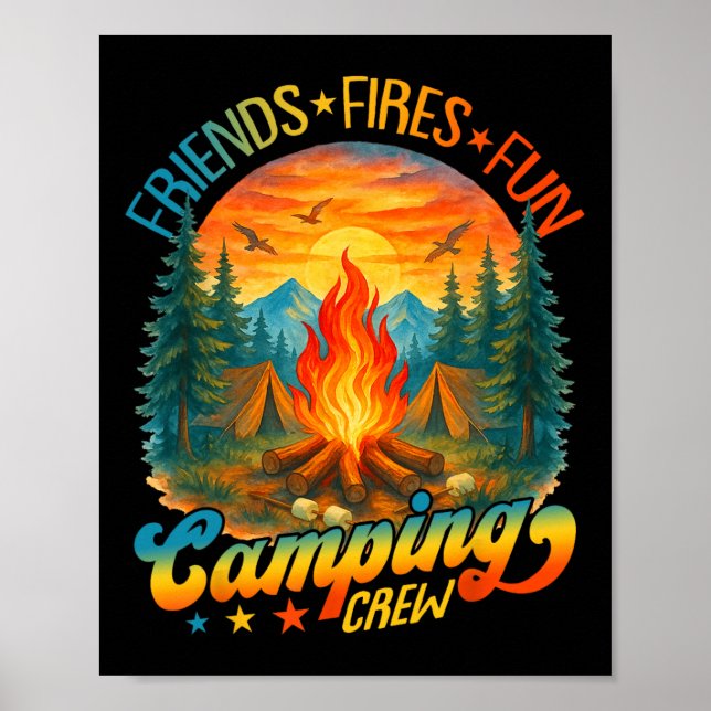 Eldar Vänner Kul Campingbesättning Sommarläger Cam Poster (Framsidan)