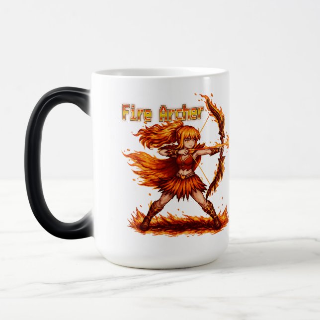 Eldbågspjäs Pixel Art RPG Fantasy Flamma Krigare Magisk Mugg (Vänster)