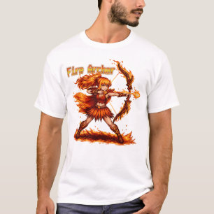 Eldbågspjäs Pixel Art RPG Fantasy Flamma Krigare T Shirt