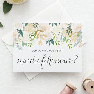 Eldblommor och grönska vara min Maid of honor Kort