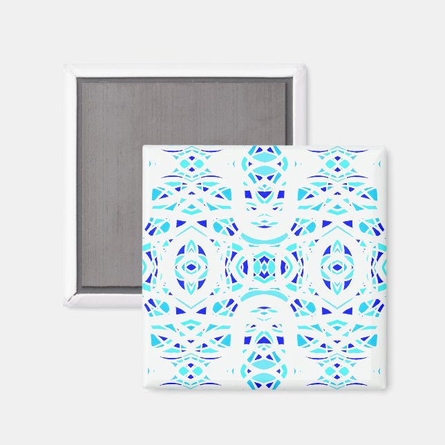 Eldbrand Blå Vit Abstrakt Gouachekonst Magnet (Front/Back)