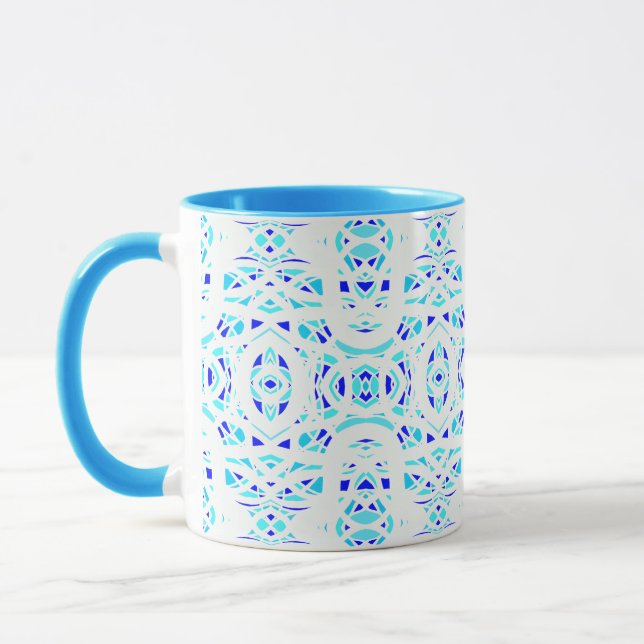 Eldbrand Blå Vit Abstrakt Gouachekonst Mugg (Vänster)