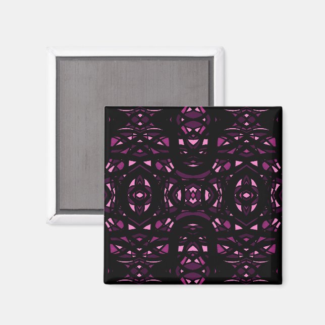 Eldbrand Pink Svart Abstrakt Gouachekonst Magnet (Front/Back)