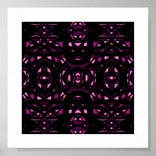 Eldbrand Pink Svart Abstrakt Gouachekonst Poster