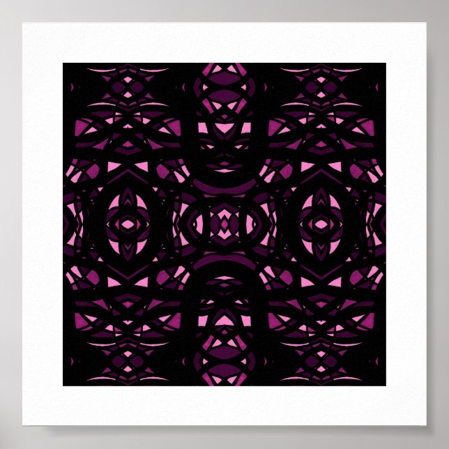 Eldbrand Pink Svart Abstrakt Gouachekonst Poster (Framsidan)