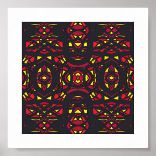 Eldbrand Röd Orange Gul Abstrakt Gouache Konst Poster