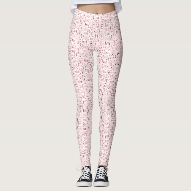 Eldbrand Röd Vit Abstrakt Gouachekonst Leggings (Framsida)