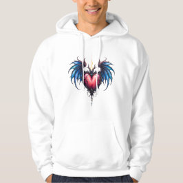 Eldbundet hjärta från månen – gotisk kosmisk kärle hoodie