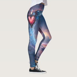 Eldbundet hjärta från månen – gotisk kosmisk kärle leggings