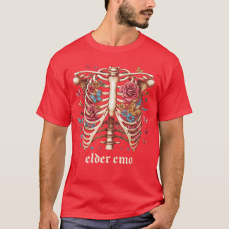 Elder Emo Skeleton Rib Cage Goth Gothic Punk T Shirt