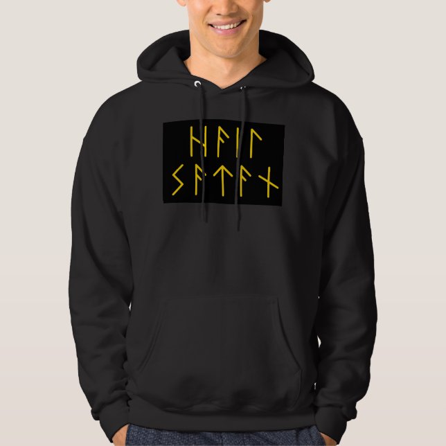 Elder Futhark Hail Satan Hoodie (Framsida)