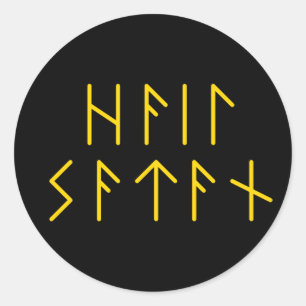 Elder Futhark Hail Satan Runt Klistermärke