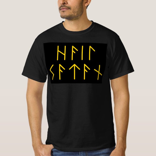 Elder Futhark Hail Satan T Shirt (Framsida)