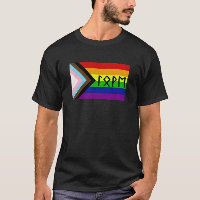 Elder Futhark Kärlek Progressive Pride Flagga T Shirt (Framsida)