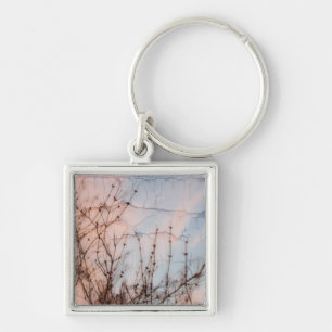 Elder Grenar Silhouette Fyrkantig Silverfärgad Nyckelring