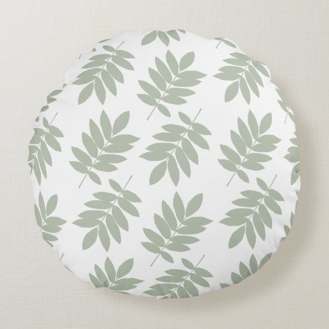 Elder Leaf Big Pattern 2Way Green+White Rund Kudde (Framsidan)