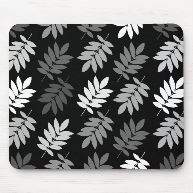 Elder Leaf Big Pattern Black White Grey Musmatta (Framsidan)