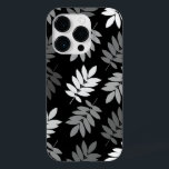 Elder Leaf Lg Pattern Black White Grey<br><div class="desc">Elder tree leaf silhouette in a surface pattern design with grey and white detail on a black background.</div>