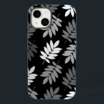 Elder Leaf Lg Pattern Black White Grey<br><div class="desc">Elder tree leaf silhouette in a surface pattern design with grey and white detail on a black background.</div>