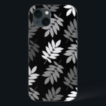 Elder Leaf Lg Pattern Black White Grey<br><div class="desc">Elder tree leaf silhouette in a surface pattern design with grey and white detail on a black background.</div>