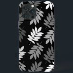 Elder Leaf Lg Pattern Black White Grey<br><div class="desc">Elder tree leaf silhouette in a surface pattern design with grey and white detail on a black background.</div>