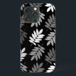 Elder Leaf Lg Pattern Black White Grey<br><div class="desc">Elder tree leaf silhouette in a surface pattern design with grey and white detail on a black background.</div>