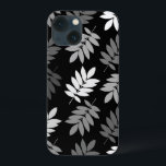 Elder Leaf Lg Pattern Black White Grey<br><div class="desc">Elder tree leaf silhouette in a surface pattern design with grey and white detail on a black background.</div>