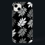 Elder Leaf Lg Pattern Black White Grey<br><div class="desc">Elder tree leaf silhouette in a surface pattern design with grey and white detail on a black background.</div>