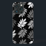 Elder Leaf Lg Pattern Black White Grey<br><div class="desc">Elder tree leaf silhouette in a surface pattern design with grey and white detail on a black background.</div>