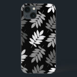 Elder Leaf Lg Pattern Black White Grey<br><div class="desc">Elder tree leaf silhouette in a surface pattern design with grey and white detail on a black background.</div>