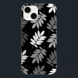 Elder Leaf Lg Pattern Black White Grey<br><div class="desc">Elder tree leaf silhouette in a surface pattern design with grey and white detail on a black background.</div>