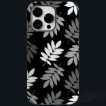 Elder Leaf Lg Pattern Black White Grey<br><div class="desc">Elder tree leaf silhouette in a surface pattern design with grey and white detail on a black background.</div>