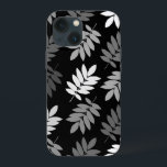 Elder Leaf Lg Pattern Black White Grey<br><div class="desc">Elder tree leaf silhouette in a surface pattern design with grey and white detail on a black background.</div>