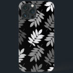 Elder Leaf Lg Pattern Black White Grey<br><div class="desc">Elder tree leaf silhouette in a surface pattern design with grey and white detail on a black background.</div>