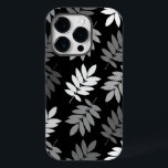 Elder Leaf Lg Pattern Black White Grey<br><div class="desc">Elder tree leaf silhouette in a surface pattern design with grey and white detail on a black background.</div>