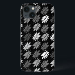 Elder Leaf Pattern Black White Grey<br><div class="desc">Elder tree leaf silhouette in a surface pattern design with grey and white detail on a black background.</div>